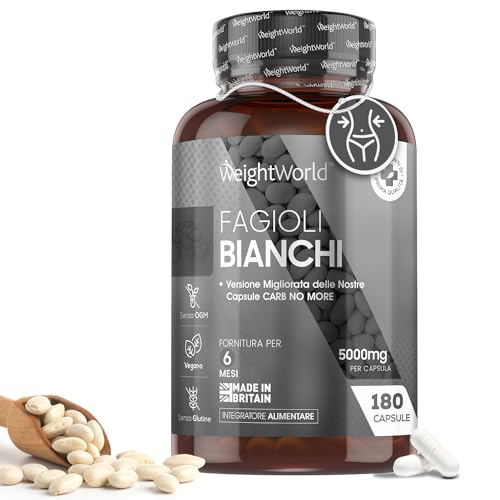 Estratto Di Fagiolo Bianco Dietetico 50:1-180 Capsule Vegane Da 5000Mg (6 Mesi) Estratto Fagiolo Bianco + Cromo & Zinco Che Contribuisce Al Metabolism