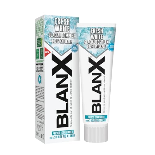 Blanx Dentifricio Fresh White 75Ml, Dentifricio Sbiancante, Con Licheni Islandici E Glacial Complex 100% Naturali, Aroma Glaciale, Vegan Friendly, Pul