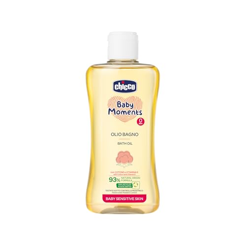 Chicco Baby Moments Olio Bagno Per Pelli Sensibili, Con Formula Naturale Ad Azione Delicata E Idratante, 0+ Mesi - 200 Ml