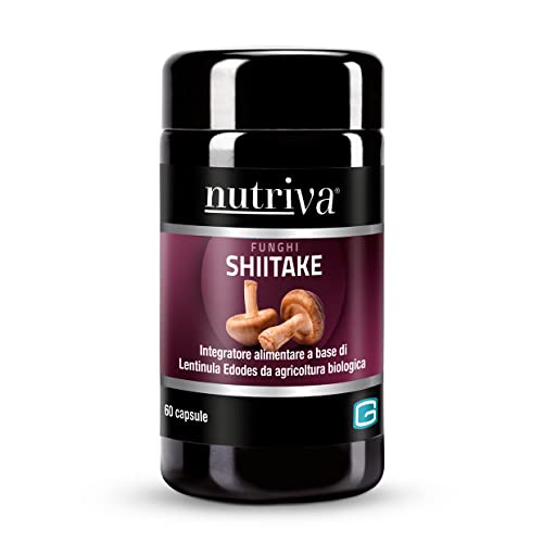 Nutriva Shiitake, Integratore Alimentare A Base Di Lentinula Edodes In Capsule, Adatto Per I Vegani, 596Mg (60 Capsule)