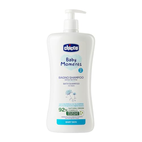 Chicco Baby Moments Bagno Shampoo Senza Lacrime Per Cute Sensibile E Capelli Sottili Dei Neonati, Non Irrita Gli Occhi, 0+ Mesi - 750 Ml