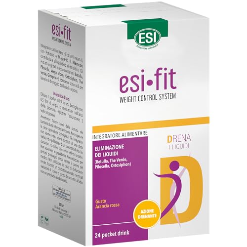 Esi Fit Drena, Integratore Alimentare Con Pilosella, Tè Verde, Potassio E Magnesio, Favorisce Il Drenaggio Dei Liquidi Corporei, Senza Glutine E Vegan
