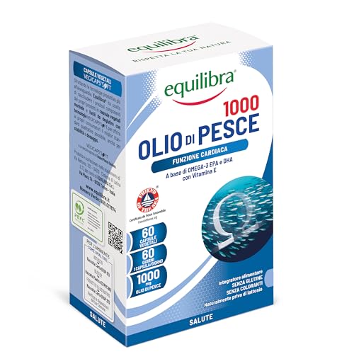 Equilibra Integratori Alimentari, Olio Di Pesce 1000, Integratore A Base Acidi Grassi Polinsaturi Della Serie Omega-3 Epa E Dha, Con Vitamina E, Norma