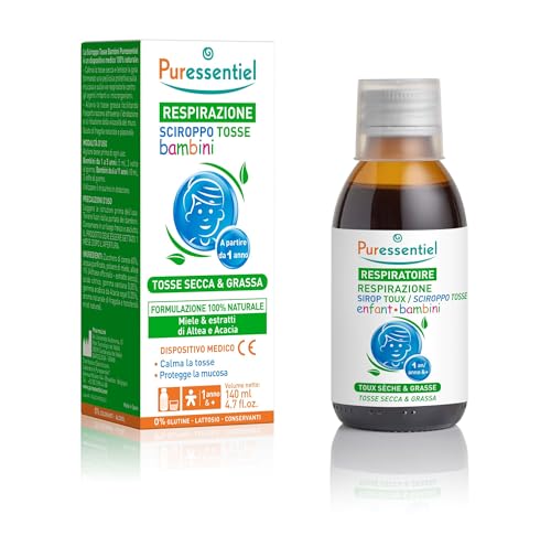 Puressentiel Respirazione, Sciroppo Per La Tosse Secca E Grassa Per Bambini, Calma La Tosse E Protegge Le Mucose, Bambini Da 1 Anno, Sapore Naturale D
