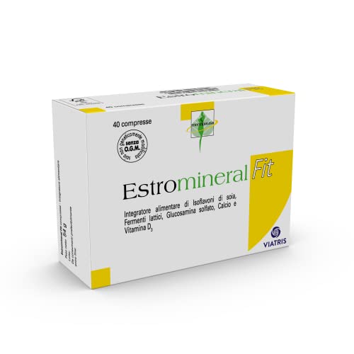 Estromineral Fit Integratore Alimentare Menopausa Con Glucosamina Solfato, Isoflavoni Di Soia, Calcio E Vitamina D3, Senza Glutine E Lattosio, 40 Comp
