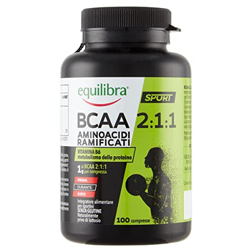 Equilibra Integratori Alimentari, Aminoacidi Ramificati, Integratore Per Sportivi, A Base Di Aminoacidi A Catena Ramificata (Bcaa), Con Vitamina B6, 1