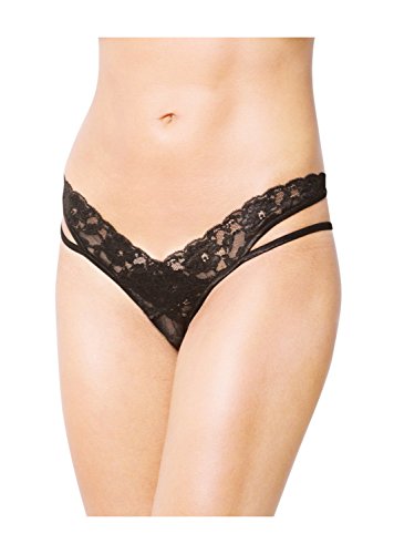 Slip Aperto Pizzo Nero Con Nodo Dietro