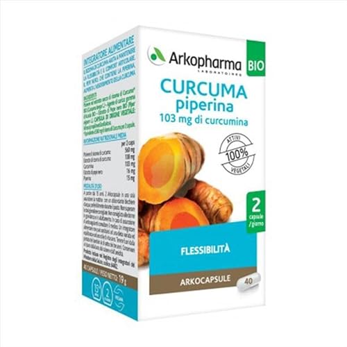 Arkopharma Arkocapsule - Curcuma + Piperina Bio Integratore, 40 Capsule