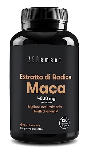 Maca Peruviana - Estratto Di Radice Di Maca Di Prima Qualità - Alto Dosaggio 4.000 Mg - Equilibrio Ormonale, Energia, Benessere - 120 Maca Capsule Veg