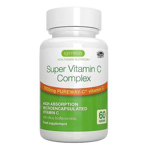 Super Vitamin C Complex, Complesso Vitamina C 1000Mg, Pureway-C Con Bioflavonoidi Da Agrumi, Alto Dosaggio Per 24 Ore Di Supporto Immunitario, Vegano,