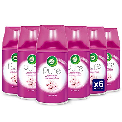 Airwick Ricariche Per Profumatore Per Ambienti Spray Automatico Freshmatic, Confezione Da 6 Ricariche, Fragranza Pure Fiori Di Ciliegio, Ricarica Da 2