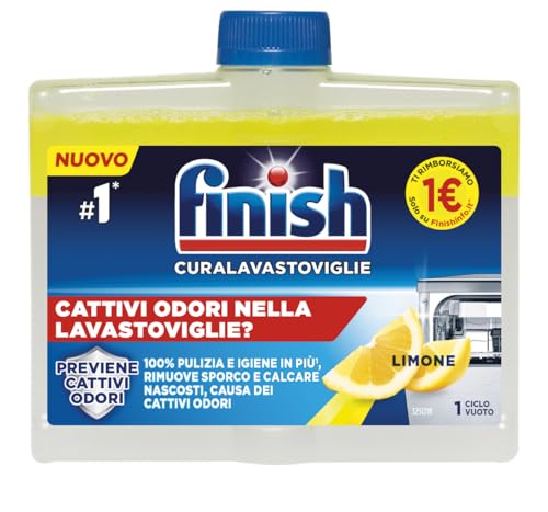 Finish Curalavastoviglie, Additivo Lavastoviglie, 1 Prodotto Da 250 Ml, Limone. Rimborso Di 2€, Ovvero Sia 1€ Per Ogni Prodotto Con Il Bollino Acquist