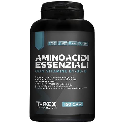 Eaa Aminoacidi Essenziali Con Mix Di Vitamine B1, B6 Ed E - Integratore Di Amminoacidi Naturali Vegan Ottenuti Da Fermentazione T-Rex Integratori (Com