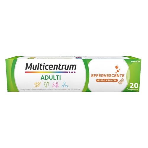 Multicentrum Adulti Integratore Alimentare Multivitaminico Completo Con Vitamina B, D E C, Combatte Stanchezza E Affaticamento, 20 Compresse Effervesc