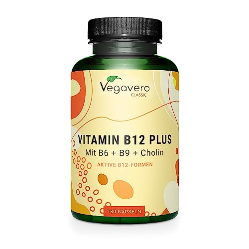Vitamina B12 Vegan 1000 Mcg | Con Acido Folico, Vitamina B6 E Colina | Metilcobalamina + Adenosilcobalamina (Forme Attive) | Senza Additivi | 180 Caps