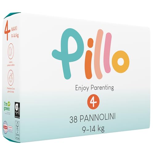 Pillo Pannolini Taglia 4 - Confezione Da 38 Pannolini Taglia 4 - Maxi (9-14 Kg), Pannolini Pillo Prima Infanzia - Pacco Singolo