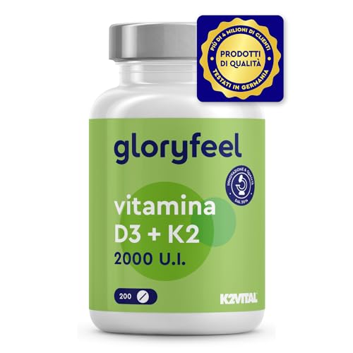 Vitamina D3 K2 200 Compresse, Vitamina D, Vitamina D3 2000 Ui + 100 Μg Vitamina K, Supporta Ossa, Denti, Articolazioni E Sistema Immunitario, Vit D3 E