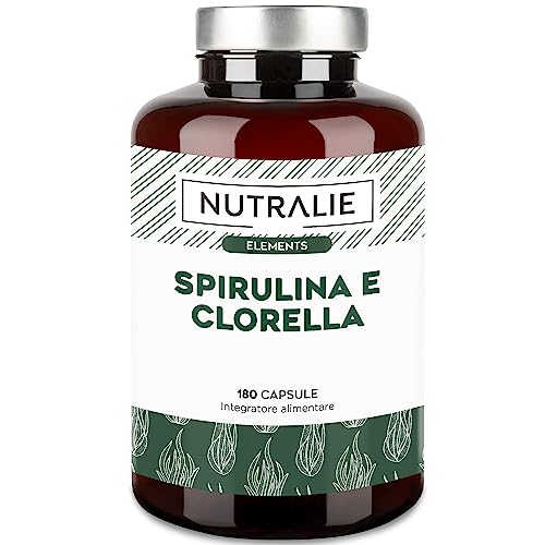 Spirulina & Clorella 1800Mg - Detox, Energia, Forza & Effetto Sazietà - Alga Spirulina Superalimento Ricco Di Proteine & Vitamine | 180 Capsule Vegane