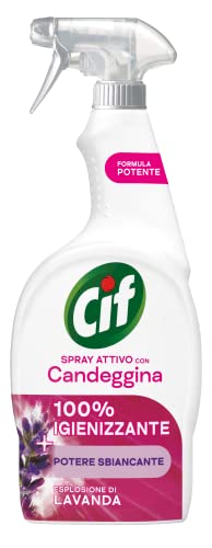 Cif Spray Attivo Con Candeggina, Profumo Lavanda, 650 Ml, Per Le Superfici Di Tutta La Casa E Pretrattante Sui Tessuti Bianchi*, Formula Con Potere Sb