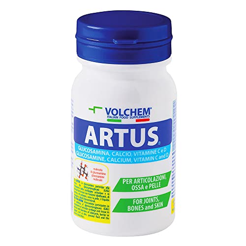 Volchem Artus, Integratore Alimentare Con Glucosamina, Vitamina C, Vitamina D3 E Calcio, Ideale Per Pelle, Ossa E Articolazioni, Barattolo Da 60 Compr