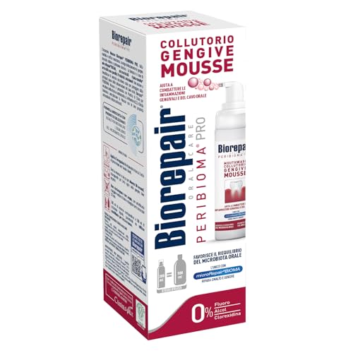 Biorepair, Peribioma™ Mousse Collutorio, Per Igiene Orale, Colluttorio Per Gengive Infiammate, Antibatterico, Ripara-Smalto, Formato 200 Ml