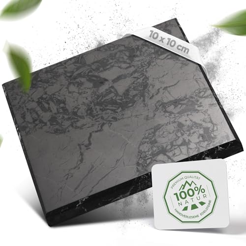 Tavola Di Shungite Puraja | Originale Dalla Carelia | Lucidata Artigianalmente Con Bordi Arrotondati | Con Certificato Dalla Miniera Di Zazhoginskij