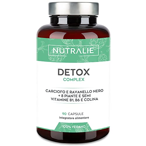 Detox Forte Fegato - Antiossidante, Drenante E Depurativo De La Tossine Con Carciofo, Ravanello Nero, Vitamine E + 8 Piante E Semi - 90 Capsule Vegane