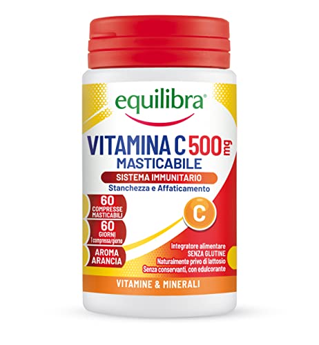 Equilibra Integratori Alimentari, Vitamina C 500 Mg, Integratore Per La Normale Funzione Del Sistema Immunitario, Riduce Stanchezza E Affaticamento, A