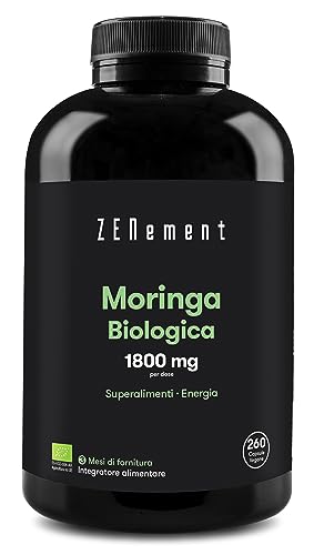 Moringa Certificata E Biologica - 1800Mg Per Dose - 180 Moringa Capsule Vegan - Integratore Moringa Oleifera Biologica 100% - Fonte Di Vitamine, Miner