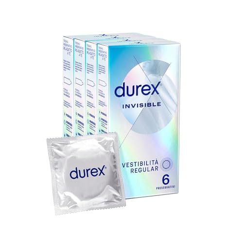 Durex Invisible Preservativi Ultrasottili (54 Mm) Elevata Sensibilità Ed Extra Lubrificazione, 24 Profilattici (Pack Of 24)
