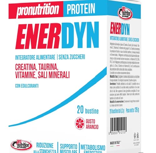 Pronutrition Enerdyn - Creatina - Taurina - Vitamine - Sali Minerali" Riduzione Della Stanchezza, Supporto Muscolare, Metabolismo Energetico" 20 Busti