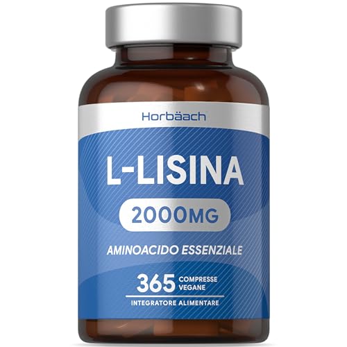 L Lisina Integratore 2000 Mg | 365 Compresse Vegane | Integratore Di Lisina Con Aminoacidi Essenziali | By Horbaach