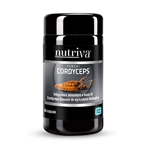 Nutriva Micoterapia Cordyceps Bio, Integratore Alimentare, Supporto Benessere Psico-Fisico, Azione Tonica, Sostegno, Vie Respiratorie, 60 Capsule, Veg