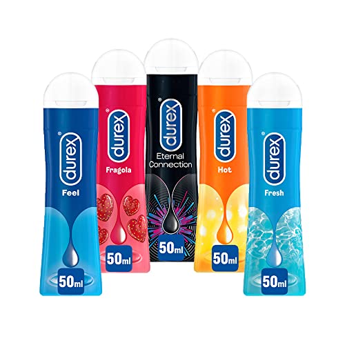 Durex Kit Gel Misti 50Ml Gel Fragola, Gel Eternal Connection, Gel Fresh, Gel Hot E Gel Feel, X5 Lubrificanti Da 50Ml