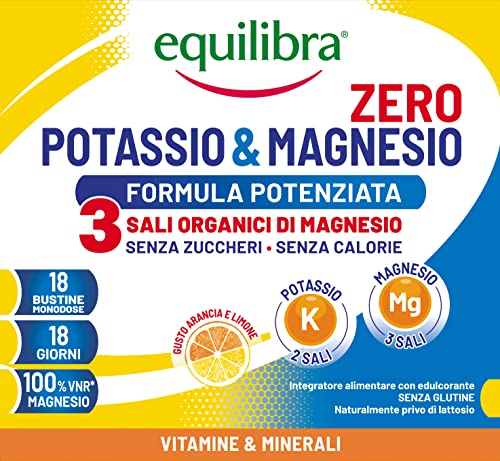 Equilibra Integratori Alimentari, Potassio E Magnesio Zero - 3 Formula Potenziata, Integratore Magnesio E Potassio Senza Zucchero E Calorie, Reintegro
