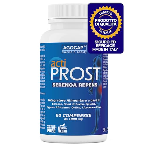 Actiprost, Serenoa Repens 400Mg E Saw Palmetto - 90Cpr, Alto Dosaggio. Integratore Prostata Uomo Con Semi Di Zucca, Pygeum Africanum, Epilobio, Ortica