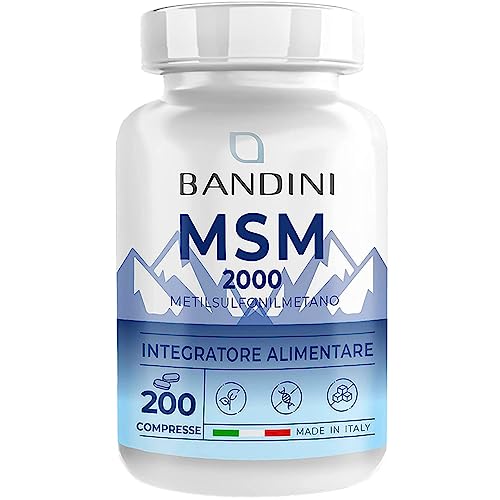 Bandini® Msm 2000 Mg Di Metilsulfonilmetano In Compresse + Vitamina C - Integratore Per Capelli, Pelle, Articolazioni Ed Unghie - Antinfiammatorio Mus