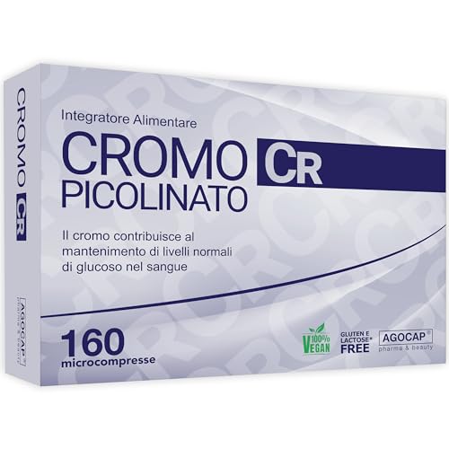 Cromo Picolinato - Glicemia Integratore, 200Mcg. Cromo, 160 Cpr Contribuisce Al Mantenimento Di Livelli Normali Di Glucosio Nel Sangue. Integratori Pe
