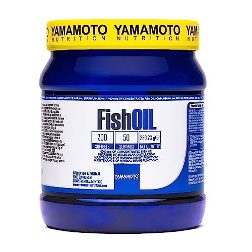 Yamamoto Nutrition Fish Oil Molecular Distillation 200 Softgels, Integratore Alimentare Con Omega 3 Epa E Dha Da Olio Di Pesce, Senza Glutine E Senza