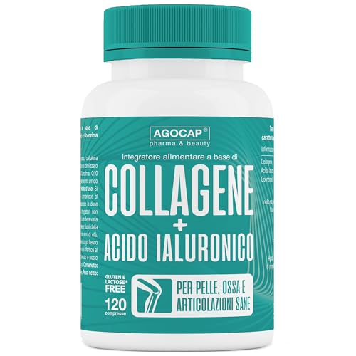 Collagene E Acido Ialuronico. Collagene Idrolizzato, 120 Compresse Arricchite Con Coenzima Q10. Collagene Integratore, 1000Mg Con Acido Ialuronico Com