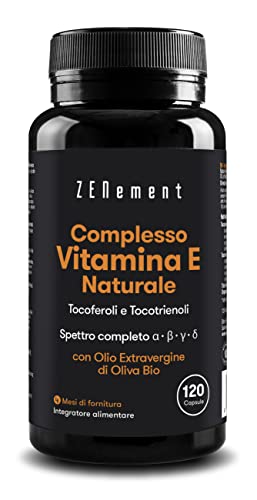 Vitamina E Pura, Tocoferoli E Tocotrienoli, 120 Capsule Molli | Migliore Biodisponibilità, Massimo Assorbimento | Vitamina E Capsule Per Viso, Antioss