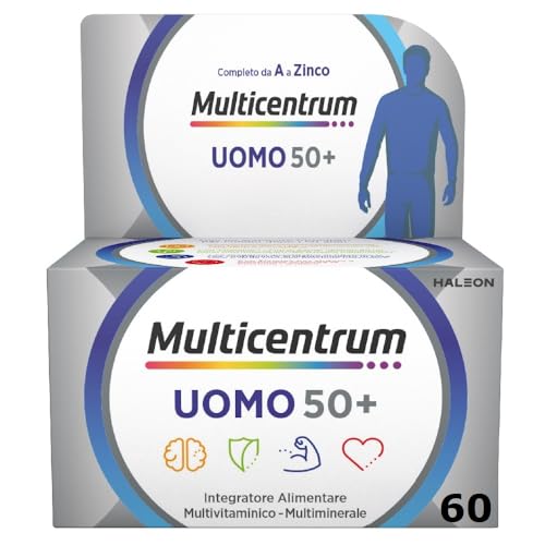 Multicentrum Uomo 50+ Integratore Alimentare Multivitaminico, Con Vitamina D3, Contro La Stanchezza Per Uomini Oltre 50 Anni, 60 Compresse