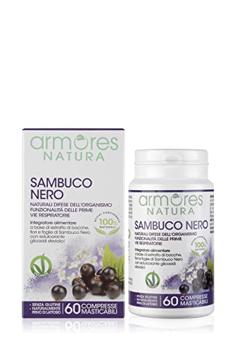 Armores Natura Integratore Alimentare A Base Di Estratto Di Bacche, Fiori E Foglie Di Sambuco Nero, Per La Funzionalità Delle Vie Respiratorie, Vegano