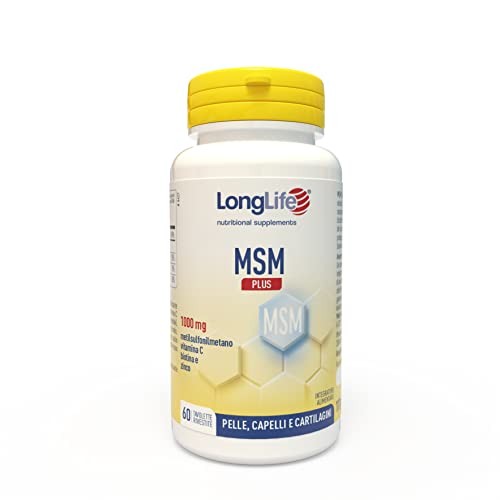 Longlife® Msm Plus Con Vitamina C, Biotina E Zinco | Integratore Capelli, Unghie, Pelle | 1000Mg Optimsm® Per Ogni Tavoletta | Alto Dosaggio | Fino A
