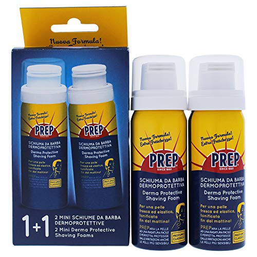 Prep, Schiuma Da Barba Dermoprotettiva, Per Barbe Difficili, Adatta Anche Per Le Pelli Più Irritabili E Sensibili Per Una Pelle Tonica E Elastica, 2 P