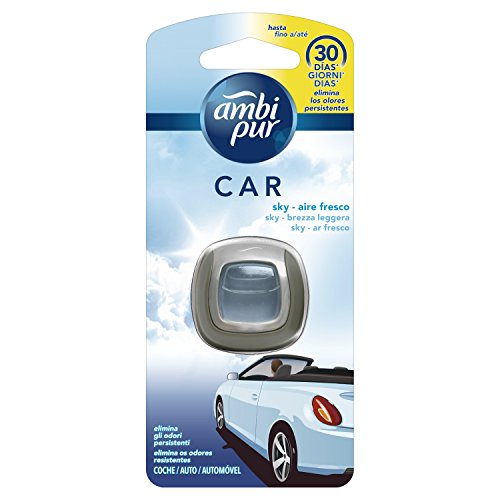 Ambi Pur Deodorante Auto, 1 Pastiglia Da 2 Ml, Profumo Brezza Leggera, Elimina Odori Facile Da Agganciare, Durata Fino A 30 Giorni, Usa E Getta