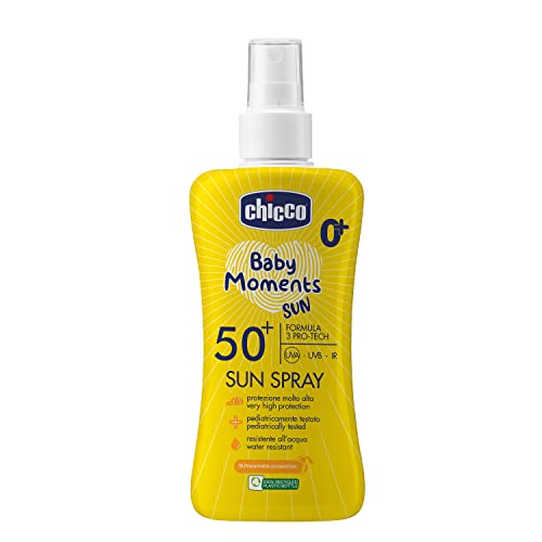 Chicco Latte Spray Spf 50 + Ad Ottima Protezione, Per La Pelle Sensibile Del Bambino, Protegge Dai Raggi Solari, Idratante, 150 Ml