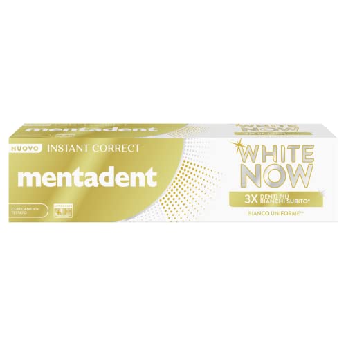 Mentadent Dentifricio White Now Instant Correct, Dentifricio Sbiancante Con White-Correct E White-Infinity Technology, Per Denti 3 Volte Più Bianchi S