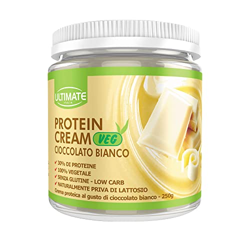 Ultimate Italia - Crema Proteica Al 30% Spalmabile, Senza Zuccheri - 250G - Gusto Cioccolato Bianco - Senza Lattosio E Glutine - 100% Vegetale - Poche