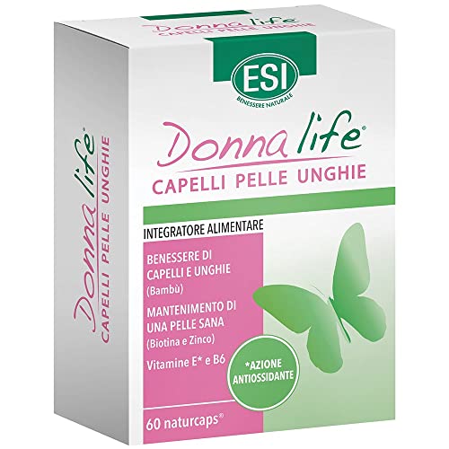Esi - Donna Life Capelli, Pelle E Unghie, Integratore Alimentare Con Biotina E Zinco, Ad Alto Dosaggio Di Aminoacidi, Dona Luminosità Alla Cute E Forz